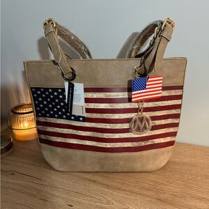 Mia K Cruelty-free American Flag Design Tote Bag, NWT